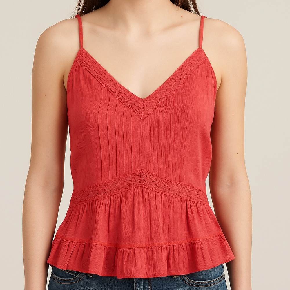 Women's Pink Lace Trim Camisole
